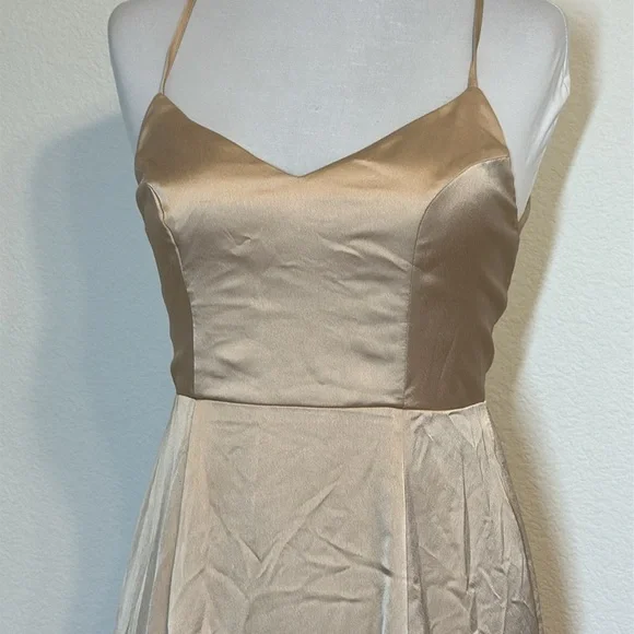 Show Me Your MuMu Gold Satin Dress - Picture 8 of 10